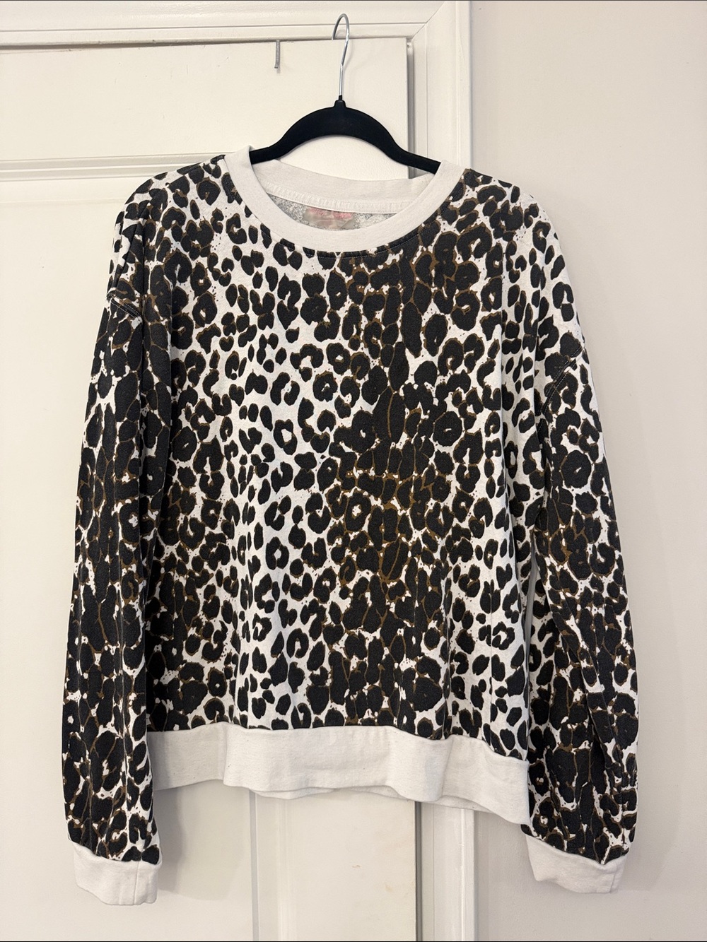 Betsey Johnson XL Leopard Print Sweatshirt with Gold Accents